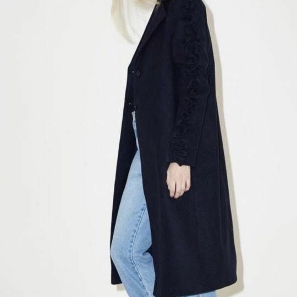 NWT Anthropologie Fifth Label Blue Ruffled Coat XS - Picture 8 of 8
